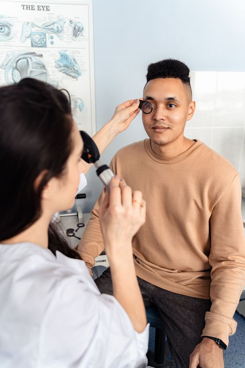 Eye doctor performing a professional eye examination